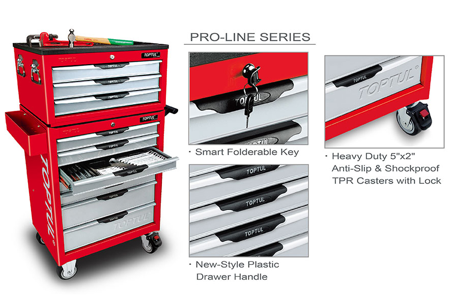 Tủ đồ nghề 2 tầng 10 ngăn Toptul 333 chi tiết GCAZ0020 GCAJ0022