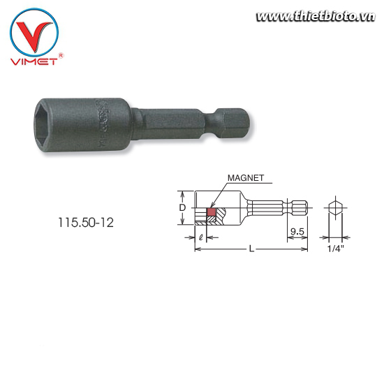 Đầu khẩu lục giác 12mm Koken 115.50-12