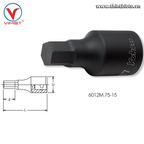 Đầu tuýp mũi vít 15mm Koken 6012M.75-15