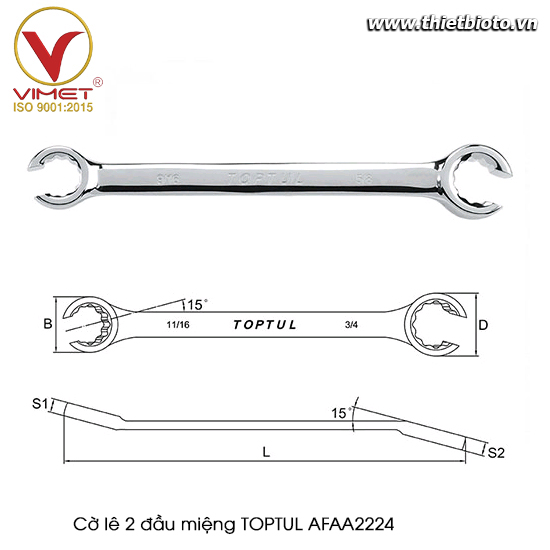 Cờ lê 2 đầu miệng TOPTUL AFAA2224