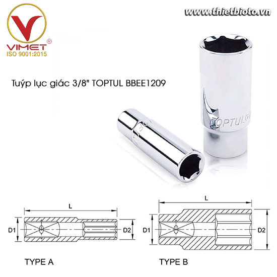 Tuýp lục giác dài 3/8