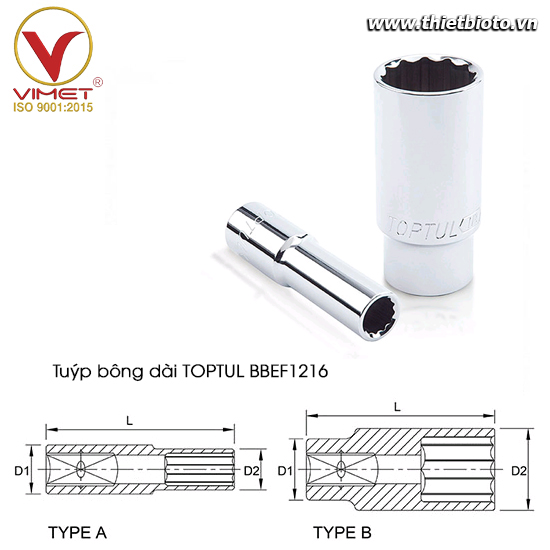 Tuýp bông dài 3/8