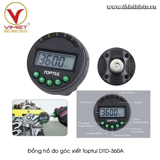 Đồng hồ đo góc xiết Toptul DTD-360A