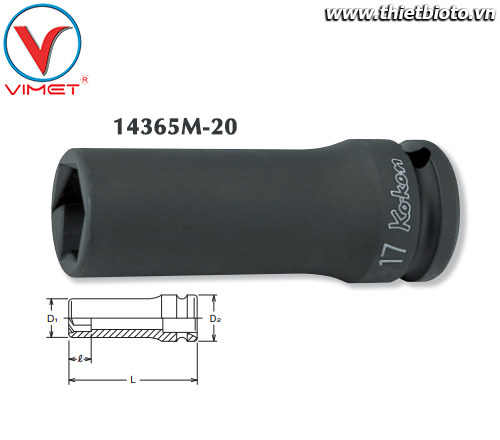 Đầu tuýp lục giác 20mm Koken 14365M-20