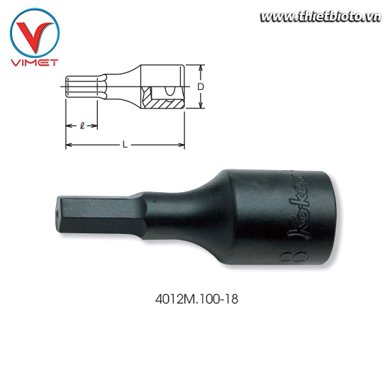 Đầu tuýp mũi lục giác 18mm Koken 4012M.100-18