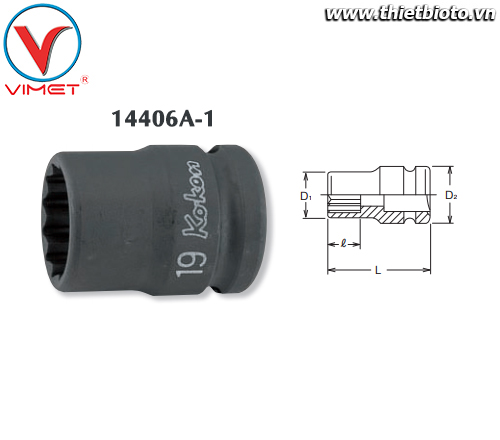 Đầu tuýp bông 1 Koken 14406A-1