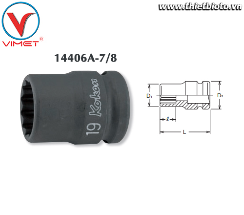 Đầu tuýp bông 7/8 Koken 14406A-7/8